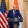 Tổng thống Mỹ Donald Trump phát biểu tại cuộc họp báo ở Nhà Trắng, Washington, D.C. (Ảnh: THX/TTXVN)