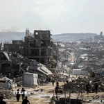Cảnh đổ nát do xung đột tại Dải Gaza. (Ảnh: THX/TTXVN)