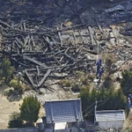 Quang cảnh ngôi đền bị cháu. (Ảnh: Kyodo)