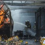 Quang cảnh vụ cháy. (Ảnh: Antara)