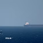 Tàu chở dầu hướng về eo biển Hormuz. (Ảnh: AFP/TTXVN)
