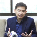 Tiến sỹ Chheang Vannarith, Phó Tổng thư ký kiêm Trưởng nhóm cố vấn của Quốc hội Campuchia, đồng thời là chuyên gia phân tích chính trị - trả lời phỏng vấn TTXVN. (Ảnh: Hoàng Minh/TTXVN)