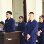 Các bị cáo tại phiên tòa. (Ảnh: Đậu Tất Thành/TTXVN)