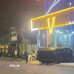 Hiện trường xảy ra vụ va chạm tại Quảng Trị. (Ảnh: TTXVN phát)