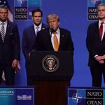 Tổng thống Mỹ Donald Trump trong cuộc họp báo tại Hội nghị thượng đỉnh NATO ở Ankara, Thổ Nhĩ Kỳ ngày 8/7/2026. (Ảnh: THX/TTXVN phát)