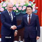 Đại tướng Lương Tam Quang, Bộ trưởng Bộ Công an tiếp Bộ trưởng Bộ Ngoại giao và các vấn đề châu Âu Cộng hòa Croatia Gordan Grlić Radman. (Ảnh: Phạm Kiên/TTXVN)