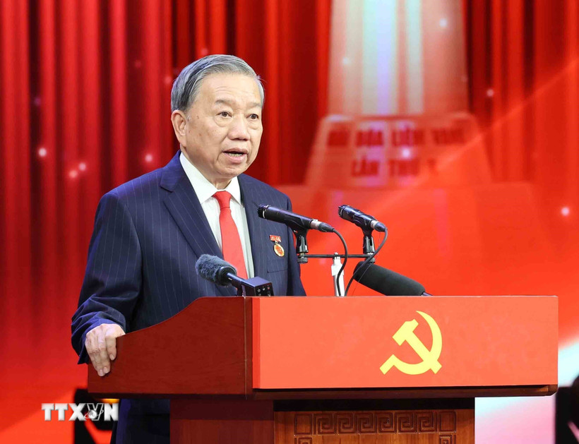 Tổng Bí thư Tô Lâm phát biểu tại buổi Lễ. (Ảnh: Phương Hoa/TTXVN)