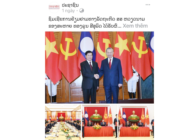 Bài viết trên báo Pasaxon khẳng định “gắn kết chiến lược” trong quan hệ chính trị là trụ cột, đóng vai trò định hướng tổng thể quan hệ hợp tác Lào-Việt Nam. (Ảnh: Xuân Tú/TTXVN)