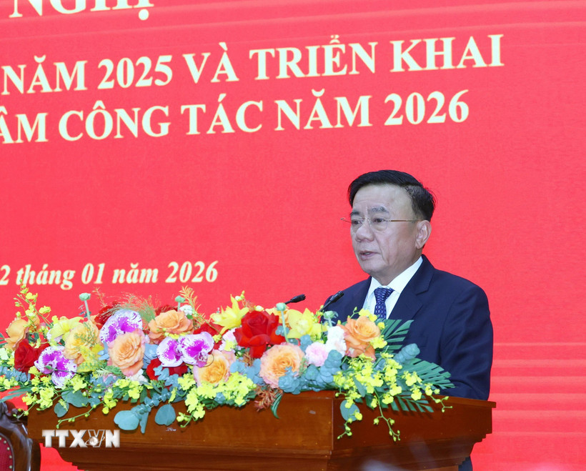 Thường trực Ban Bí thư Trần Cẩm Tú phát biểu chỉ đạo hội nghị. (Ảnh: Phương Hoa/TTXVN)