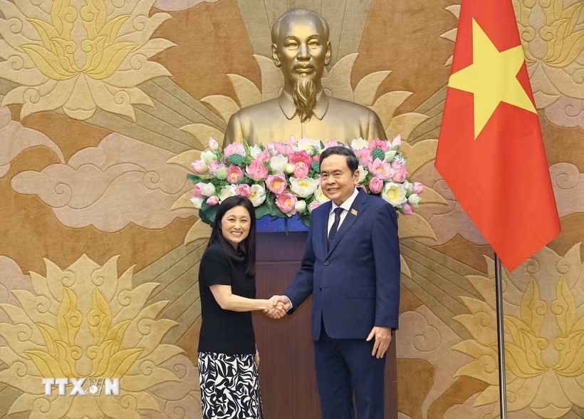 Chủ tịch Quốc hội Trần Thanh Mẫn tiếp Đại sứ Hoa Kỳ tại Việt Nam Jennifer Wicks. (Ảnh: Doãn Tấn/ TTXVN)