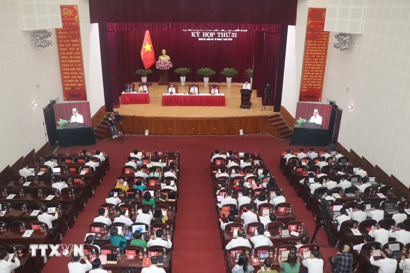 Kỳ họp thứ 31, Hội đồng Nhân dân tỉnh Nghệ An. (Ảnh: Trịnh Duy Hưng/TTXVN)