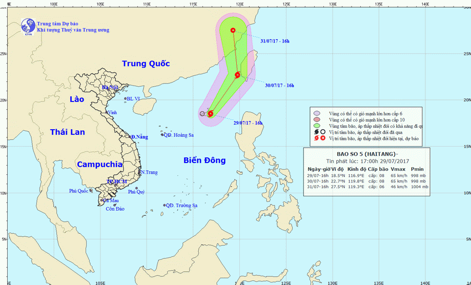 Áp thấp nhiệt đới trên Biển Đông đã mạnh lên thành cơn bão số 5 ảnh 1