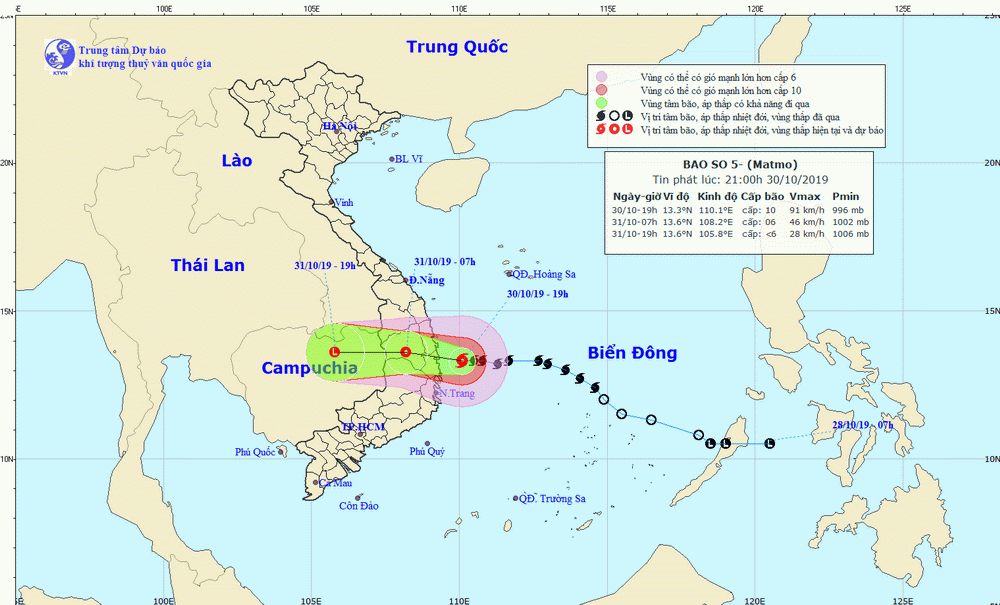 Bão số 5 đi vào Bình Định, Phú Yên và Khánh Hòa trong đêm 30/10 ảnh 1