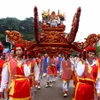 Lễ rước kiệu về Đền Hùng. (Ảnh: Quý Trung/TTXVN)