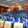 Hàng trăm đoàn viên, thanh niên, sinh viên tiêu biểu của Thủ đô tham dự Lễ ra quân Chiến dịch Thanh niên tình nguyện hè 2024. (Ảnh: Minh Hiếu/Vietnam+)