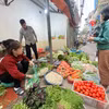 Nguồn cung thực phẩm rau xanh, thịt dồi dào tại các chợ trên địa bàn Thủ đô sau kỳ nghỉ Tết Nguyên đán. (Ảnh: Minh Hiếu/Vietnam+)