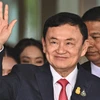 Cựu Thủ tướng Thái Lan Thaksin Shinawatra tại sân bay Don Mueang khi ông trở về Bangkok, ngày 22/8/2023. (Ảnh: AFP/TTXVN)