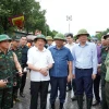 Phó Thủ tướng Hồ Đức Phớc kiểm tra công tác phòng, chống mưa lũ tại thành phố Thái Nguyên. (Ảnh: Trần Trang/TTXVN)