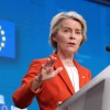 Chủ tịch Ủy ban châu Âu Ursula von der Leyen phát biểu tại cuộc họp báo ở Brussels, Bỉ. (Ảnh: THX/TTXVN)