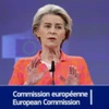Chủ tịch Ủy ban châu Âu Ursula von der Leyen phát biểu tại cuộc họp báo ở Brussels, Bỉ. (Ảnh: AFP/TTXVN)