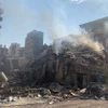 Cảnh đổ nát sau cuộc không kích của Israel tại Beirut, Liban. (Ảnh: THX/TTXVN)