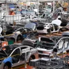 Dây chuyền lắp ráp xe ôtô năng lượng mới ở Quảng Châu, tỉnh Quảng Đông, Trung Quốc. (Ảnh: THX/TTXVN)