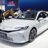 Một mẫu xe của Toyota được trưng bày tại Triển lãm ô tô Quảng Châu, Trung Quốc. (Ảnh: Kyodo/TTXVN)
