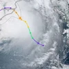 Hướng đi của cơn bão. (Ảnh: Zoom Earth)