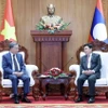 Chủ tịch nước Tô Lâm hội kiến Chủ tịch Quốc hội Lào Saysomphone Phomvihane. (Ảnh: Nhan Sáng/TTXVN)