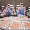 Chế biến thủy sản xuất khẩu. (Ảnh: TTXVN)