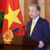 Đại tướng Tô Lâm, Ủy viên Bộ Chính trị, Chủ tịch nước phát biểu trong buổi gặp gỡ cán bộ Văn phòng Chủ tịch nước. (Ảnh: Thống Nhất/TTXVN)