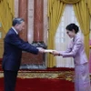 Tổng Bí thư, Chủ tịch nước Tô Lâm nhận Quốc thư từ Đại sứ Vương quốc Thái Lan tại Việt Nam Urawadee Sriphiromya. (Ảnh: Lâm Khánh/TTXVN)