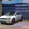 Xe điện IONIQ 5 SUV của Hyundai Motor Co. tại một cuộc triển lãm ở Greater Noida (Ấn Độ), ngày 11/1/2023. (Ảnh: Yonhap/TTXVN)