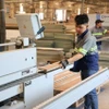Công nhân Công ty ILA sản xuất đồ gỗ cho đơn hàng xuất khẩu. (Ảnh: Minh Hưng/TTXVN)