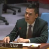 Đại sứ Đặng Hoàng Giang, Trưởng Phái đoàn Thường trực Việt Nam tại Liên hợp quốc, phát biểu tại phiên họp. (Ảnh: Thanh Tuấn/TTXVN)