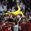 Qatar ăn mừng sau khi giành vé vào bán kết Asian Cup 2023. (Nguồn: AFP)