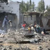 Cảnh đổ nát sau cuộc không kích của Israel xuống thành phố Rafah, Dải Gaza, ngày 15/4/2024. (Ảnh: THX/TTXVN)