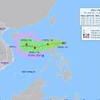 Hướng di chuyển của áp thấp nhiệt đới. (Ảnh: TTXVN phát)