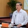 Chủ tịch UBND thành phố Cần Thơ Trần Việt Trường phát biểu tại hội nghị. (Ảnh: Thanh Liêm/TTXVN)