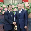 Chủ tịch nước Tô Lâm tiếp Chủ tịch Đảng Nhân dân Campuchia, Chủ tịch Thượng viện Vương quốc Campuchia Samdech Hun Sen. (Ảnh: Nhan Sáng/TTXVN)