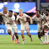 Canada ăn mừng sau khi đánh bại Venezuela ở loạt sút luân lưu. (Nguồn: Getty Images)