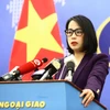 Người phát ngôn Bộ Ngoại giao Phạm Thu Hằng chủ trì Họp báo thường kỳ tháng 1 năm 2024. (Ảnh: Lâm Khánh/TTXVN)