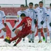 Siêu phẩm 'Cầu vồng tuyết' được Quang Hải thực hiện vào lưới U23 Uzbekistan ở giải U23 châu Á 2018.