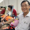 Anh Nguyễn Văn Dương tham gia hiến máu nhân đạo lần thứ 63 tại thành phố Rạch Giá, tỉnh Kiên Giang vào tháng 7/2024. (Ảnh: Lê Sen/TTXVN)