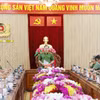 Trung tướng Nguyễn Văn Long, Thứ trưởng Bộ Công an phát biểu tại buổi làm việc. (Ảnh: TTXVN phát)