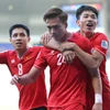 Tuyển Việt Nam thi đấu quả cảm trong ngày chia tay Asian Cup 2023. (Ảnh: Hoàng Linh/TTXVN)