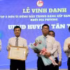 Bí thư Tỉnh ủy, Chủ tịch HĐND tỉnh Nguyễn Văn Được và Chủ tịch UBND Long An Nguyễn Văn Út tặng bằng khen đơn vị đứng đầu trong Bảng xếp hạng Chỉ số năng lực cạnh tranh khối sở, ban, ngành (DDCI) năm 2023. (Ảnh: Thanh Bình/TTXVN)