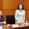 Phó Chủ tịch Quốc hội Nguyễn Thị Thanh, đại biểu Quốc hội tỉnh Ninh Bình phát biểu ý kiến. (Ảnh: Doãn Tấn/TTXVN)