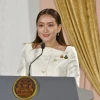 Tân Thủ tướng Thái Lan Paetongtarn Shinawatra phát biểu họp báo tại Bangkok, Thái Lan, ngày 18/8/2024. (Ảnh: THX/TTXVN)