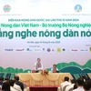 Diễn đàn Nông dân Quốc gia lần thứ IX có chủ đề: "Chủ tịch Hội Nông dân Việt Nam-Bộ trưởng Bộ Nông nghiệp và Phát triển nông thôn lắng nghe nông dân nói". (Ảnh: CTV/Vietnam+)
